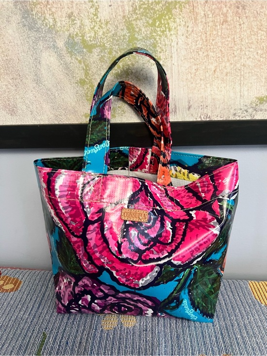 Consuela Handbags - Consuela Pink Floral Coated Canvas Tote Gran N Go Tote